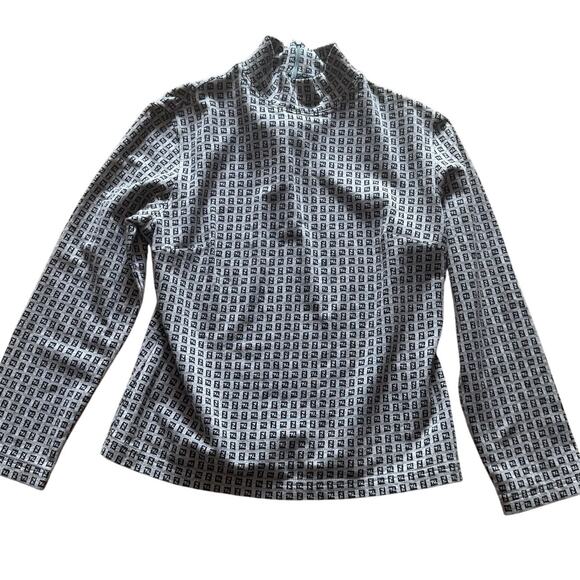 Fendi FF Vintage Mock Turtleneck Grey Gray Zucca IT 44 US 8 Authentic - Picture 1 of 6